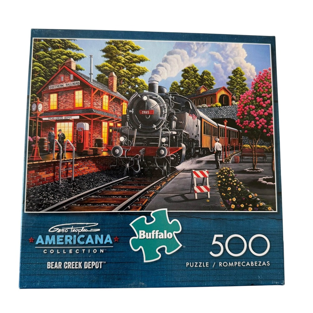Buffalo Games Americana Geno Peoples Bear Creek Depot 500 Piece Puzzle UNCOUNTED